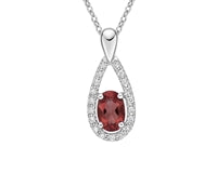 Colgante de oro blanco de 10 quilates con granate de 0,90 quilates y diamante de 0,11 quilates - 18 pulgadas