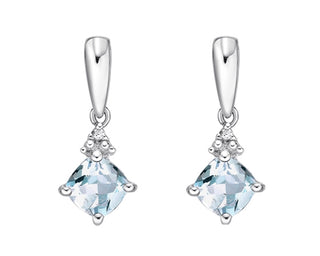 10K White Gold 1.10cttw Aquamarine and 0.012cttw Diamond Dangle Earrings