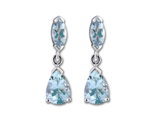 10K White Gold 1.70cttw Aquamarine Dangle Earrings - Discontinued
