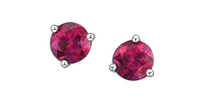 Pair of pink gemstone earrings on a white background