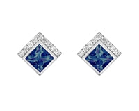 10K White Gold Created Alexandrite and Diamond  Earrings