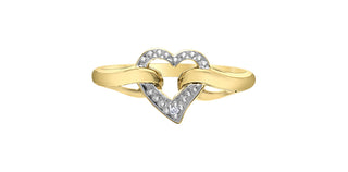 Gold and silver heart-shaped ring on a white background