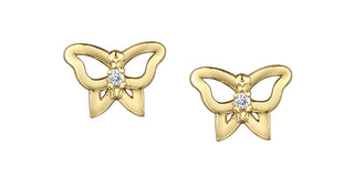 Aretes de mariposa con diamantes de 0,02 quilates en oro amarillo de 10 quilates