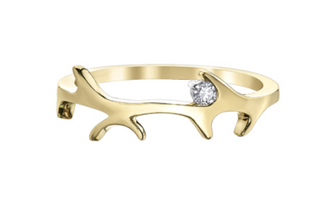 Anillo de asta de diamante de 0,04 quilates en oro amarillo de 10 quilates