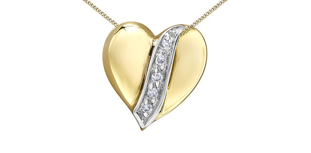 Gold and silver heart-shaped pendant on a white background