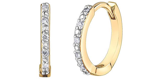 10K Yellow Gold 0.05cttw Diamond Hoop / Huggie Earrings
