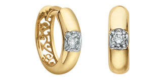 Two gold rings with diamond accents on a white background