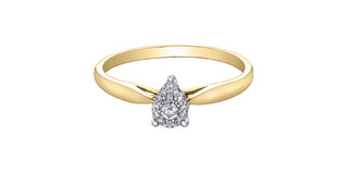 10K Yellow Gold 0.08cttw Pear Cut Cluster Diamond Engagement Ring