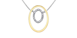 Gold and silver letter 'O' pendant on a white background