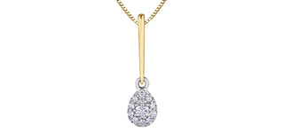 Gold and silver teardrop-shaped pendant on a white background
