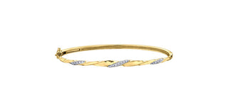 Brazalete de diamantes de 0,17 quilates en oro amarillo de 10 quilates, 7"