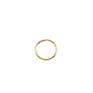 Gold hoop earring on a white background