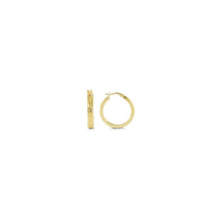 Gold hoop earrings on a white background