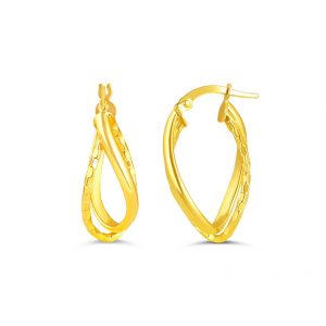 Gold hoop earrings on a white background