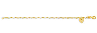 Gold bracelet with a heart-shaped charm on a white background