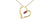 Gold heart-shaped necklace with a red gemstone on a white background