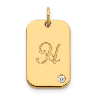 Placa de identificación con dije de diamante 