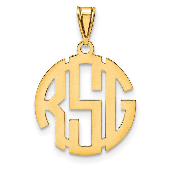 Block Letter Circle Cut-out Background Monogram Pendants - Sterling Silver