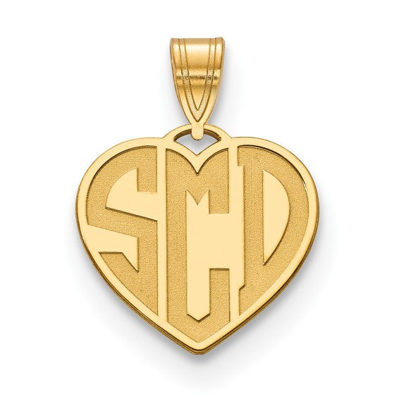 Etched Heart Monogram Pendants