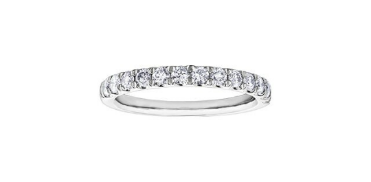 Anillo de oro blanco de 10 k con pavé de diamantes de 1,50 quilates, talla 6,5