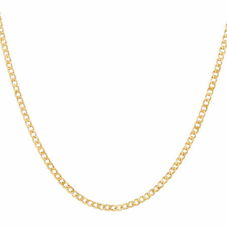 10K Yellow Gold 1.3mm Curb Chain with Spring Clasp - 18 Inches