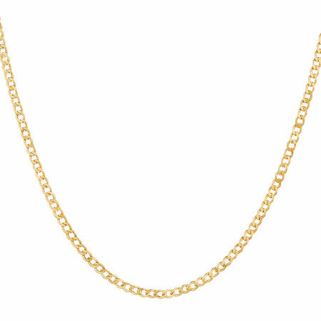 10K Yellow Gold 1.3mm Curb Chain with Spring Clasp - 20 Inches