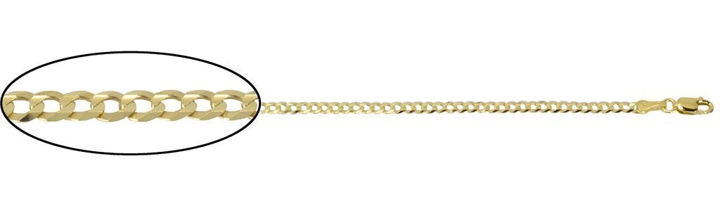 10K Yellow Gold Flat Curb 1.9mm Curb Chain with Lobster - 22 Inches