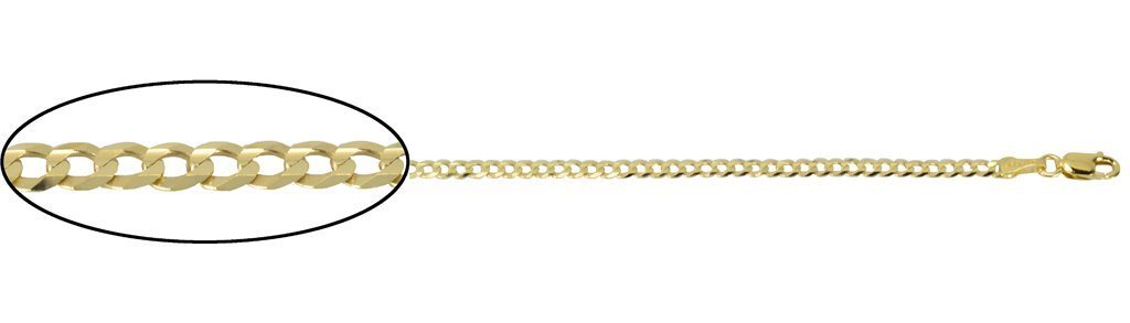 10K Yellow Gold 3.6mm Flat Curb Chain with Lobster Clasp - 20 Inches