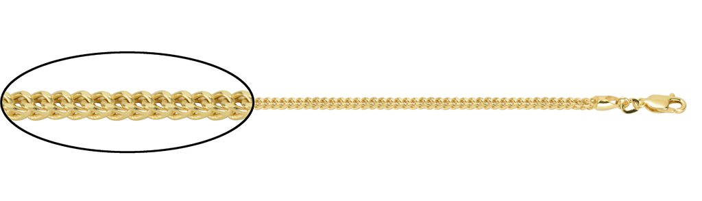 10K Yellow Gold 2.2mm Franco Chain with Lobster Chain - 22 Inches