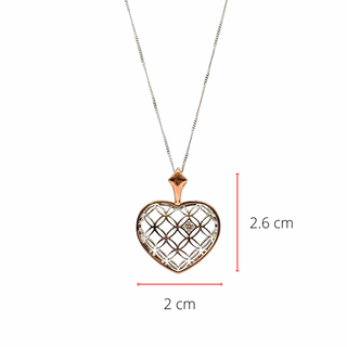 Collar con forma de corazón de diamantes canadienses de 0,142 quilates en oro blanco y rosa de 10 quilates, 18"