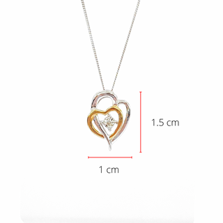 Colgante en forma de corazón con diamantes de 0,15 quilates en oro blanco y amarillo de 10 quilates, 18"