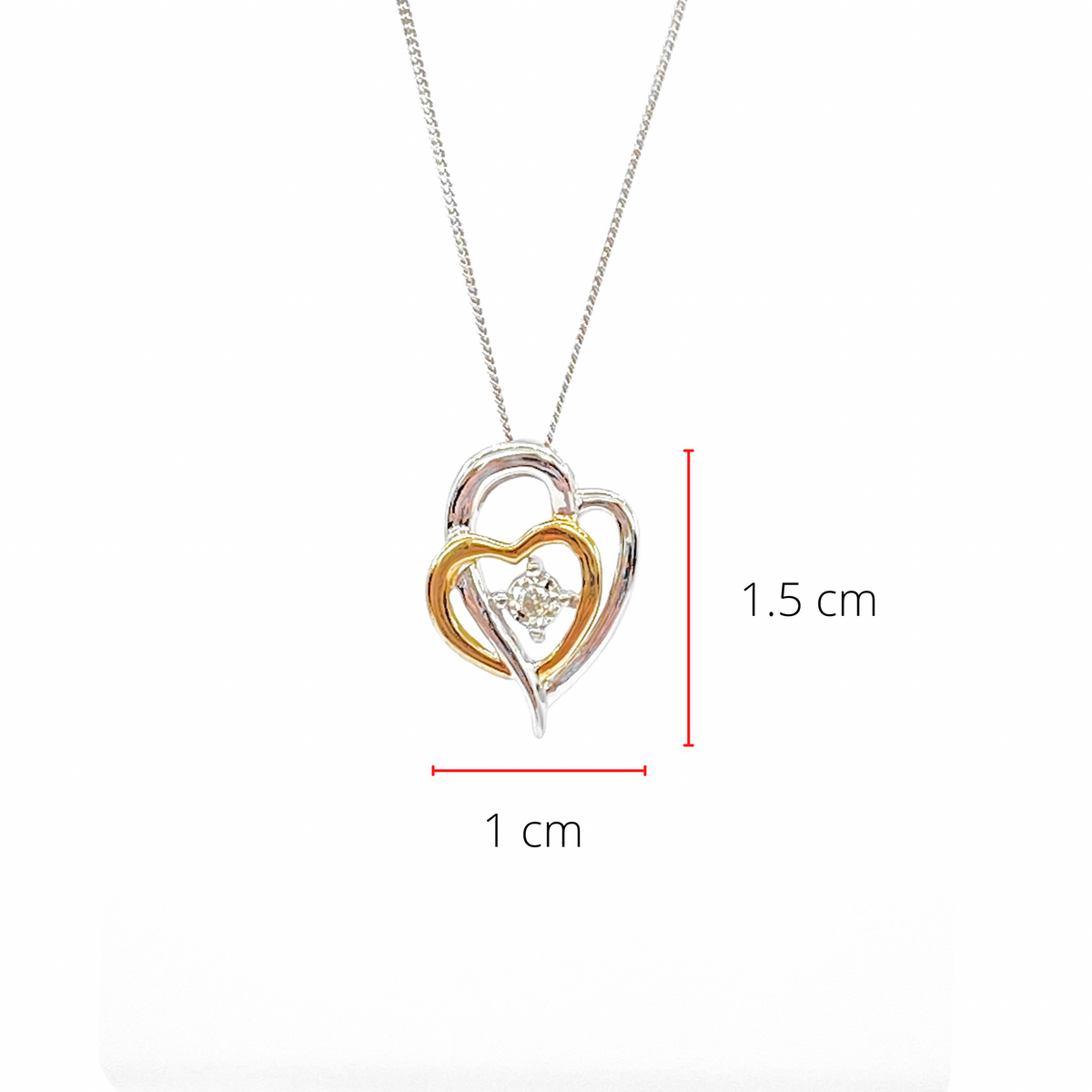 10K White &amp; Yellow Gold 0.15cttw Diamond Heart Pendant, 18&quot;