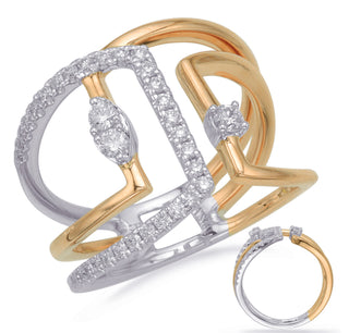 Anillo de diamantes de 0,37 quilates en oro de 14 quilates en dos tonos, talla 6