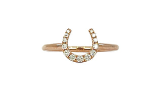 Anillo de herradura de diamantes de 0,14 quilates en oro rosa de 14 quilates, talla 6,5