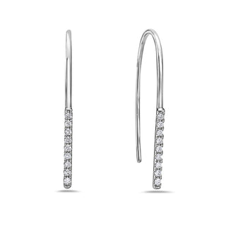 Aretes colgantes de diamantes de 0,09 quilates en oro blanco de 14 quilates