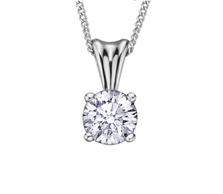 14K White Gold 0.10-0.50cttw Diamond Solitaire Pendant, 18"