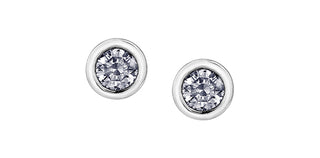 Pendientes de oro blanco de 14 quilates con diamantes canadienses de 0,15 quilates