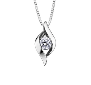 Colgante de oro blanco de 14 quilates con diamantes canadienses de 0,18 quilates