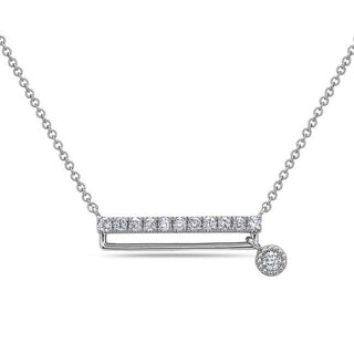Diamond necklace with a bar pendant on a white background