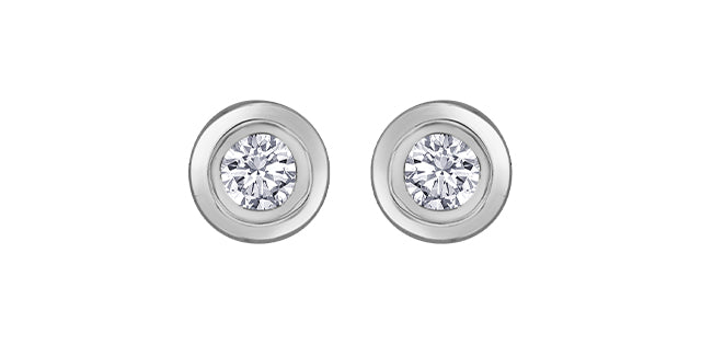 Pair of diamond stud earrings on a white background