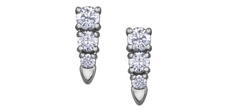 Pair of diamond earrings on a white background