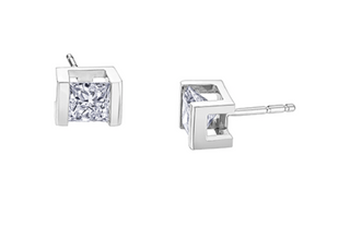 14K White Gold 0.36-1.40cttw Princess Cut Canadian Diamond Channel Set Earrings