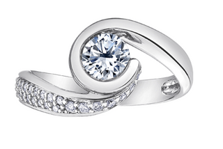 14K White Gold 0.75cttw Swirl Diamond Ring