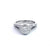 A 14K white gold diamond halo engagement ring with multiple smaller diamonds set around the band.