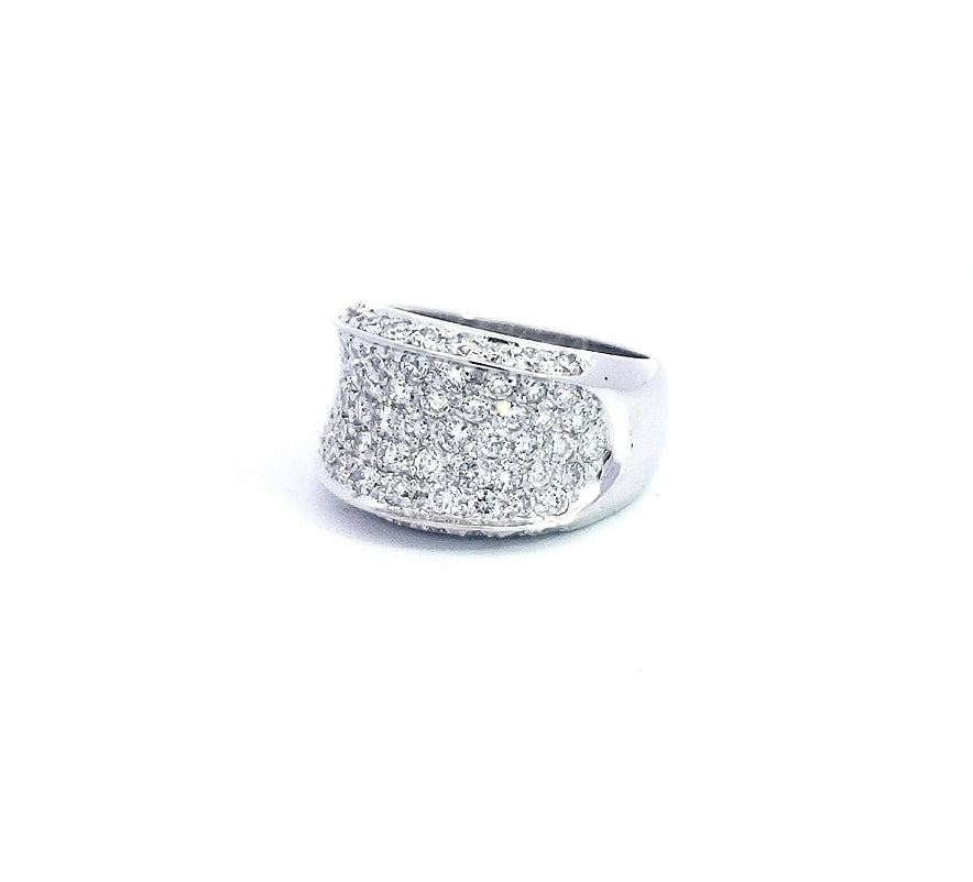 Anillo tipo silla de montar con pavé de diamantes de 2,15 quilates en oro blanco de 14 quilates, talla 6,5