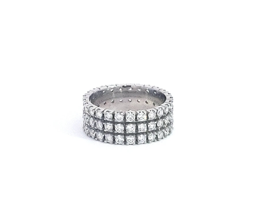 Anillo de eternidad con diamantes de 2,35 quilates en oro blanco de 14 quilates, tamaño 6,5