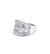 A 14K white gold ring with a 2.75cttw diamond round and baguette cut, size 6.5.