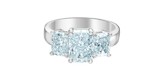 Anillo de compromiso/aniversario con diamantes de talla cojín cultivados en laboratorio de oro blanco de 14 quilates de 3,43 quilates - Talla 7 