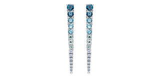 14K White Gold Blue Topaz and Canadian Diamond Dangle Earrings