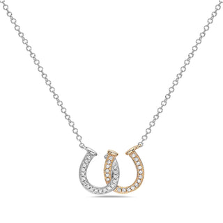 Necklace with a double horseshoe pendant on a white background